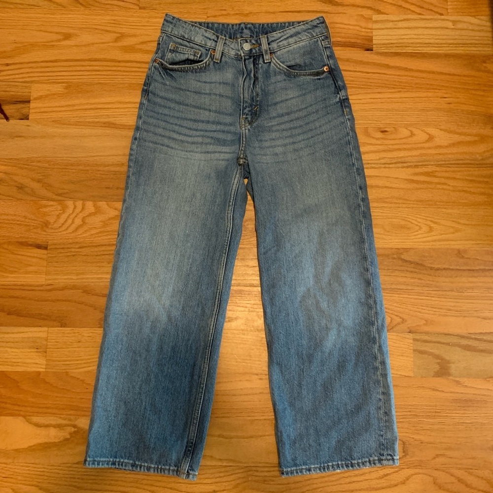 Monki Mozik Wide Leg Cotton Jeans in Vintage Blue